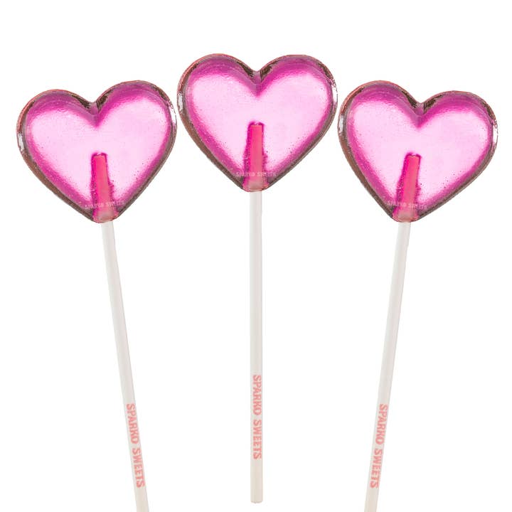 Pink Heart Lollipops - 2" for wholesale by Sparko Sweets