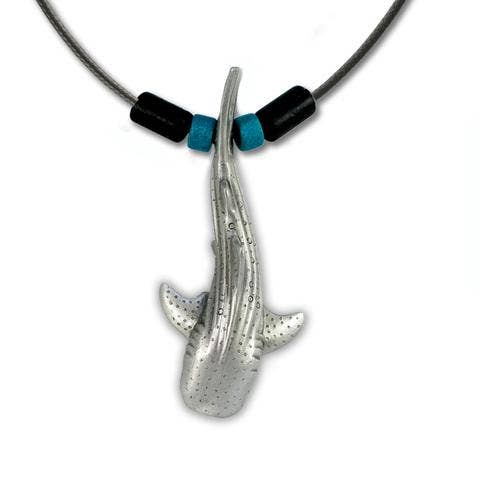 Pewter Whale Shark/ Blk Cord W/Beads for wholesale by Big Blue by Roland St John