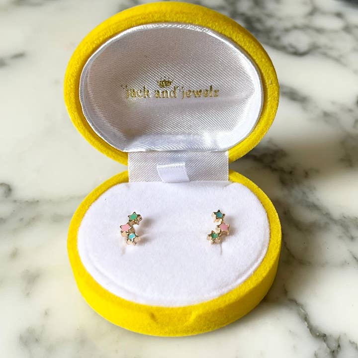 3 Star Cluster Enamel Earrings for wholesale by Jack and Jewelz
