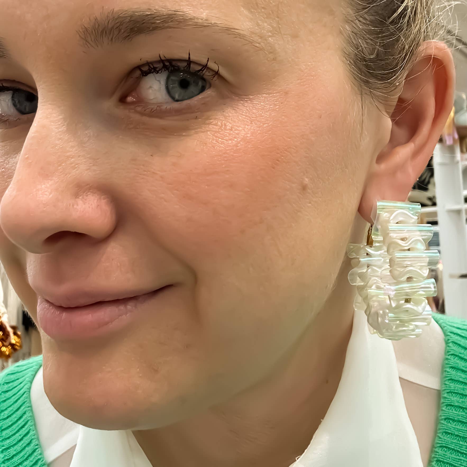 rosie + belle - Wholesale Hoop Earrings - Mini Iridescent Pearl Hoops1