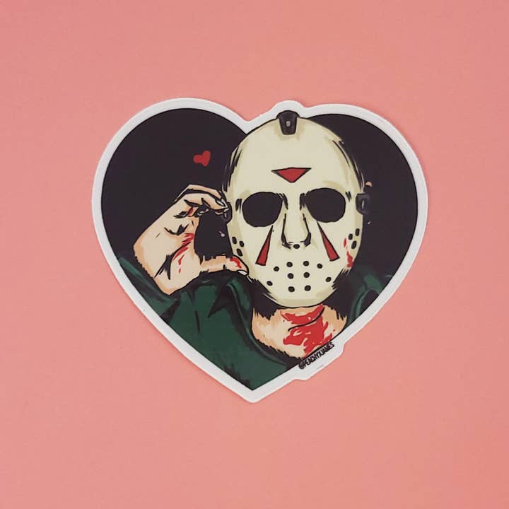 PeachyxJames - Wholesale Sticker - Jason Voorhees - Horror Icon Fan Art Heart Vinyl Sticker