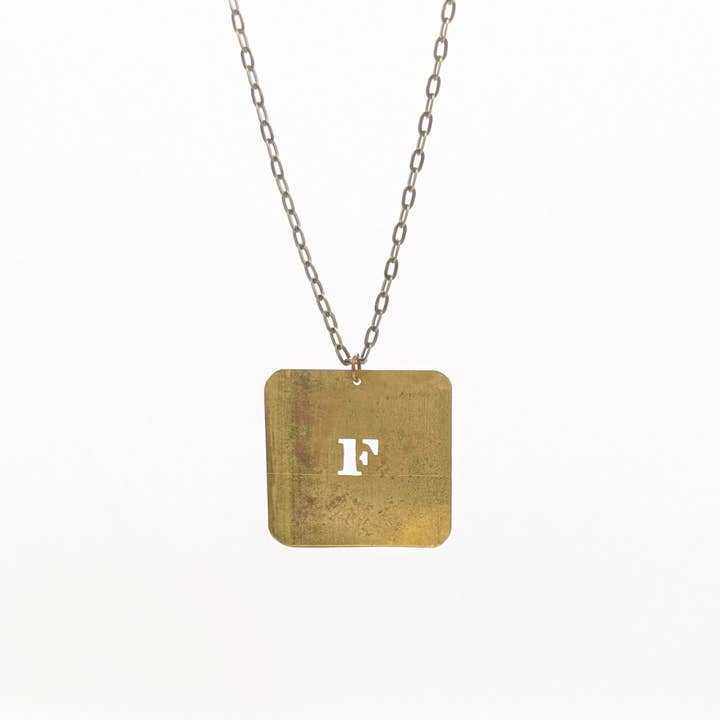 Amy Pfaffman Jewelry - Wholesale Pendant/Charm Necklace - Vintage brass number and letter stencil necklace8
