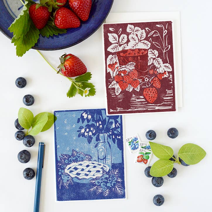 Heartell Press - Wholesale Stationery/Notecard Set - Blueberry Pie Letterpress Card -Boxed Set of 61