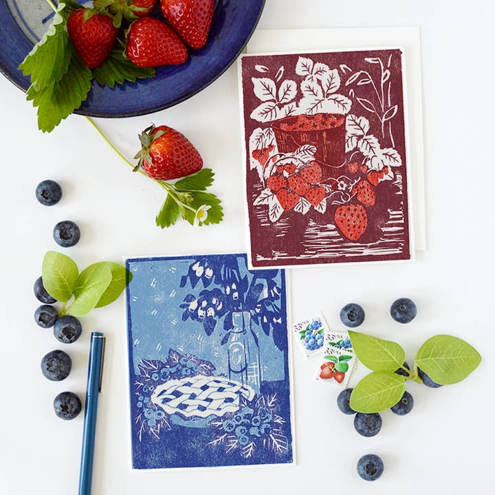 Heartell Press - Wholesale Stationery/notecard set - Blueberry Pie Letterpress Card -Boxed Set of 61