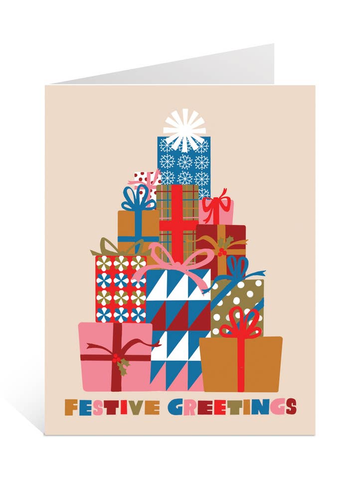 Festive Greetings Holiday Card for wholesale by Lisa Congdon Art & Illustration