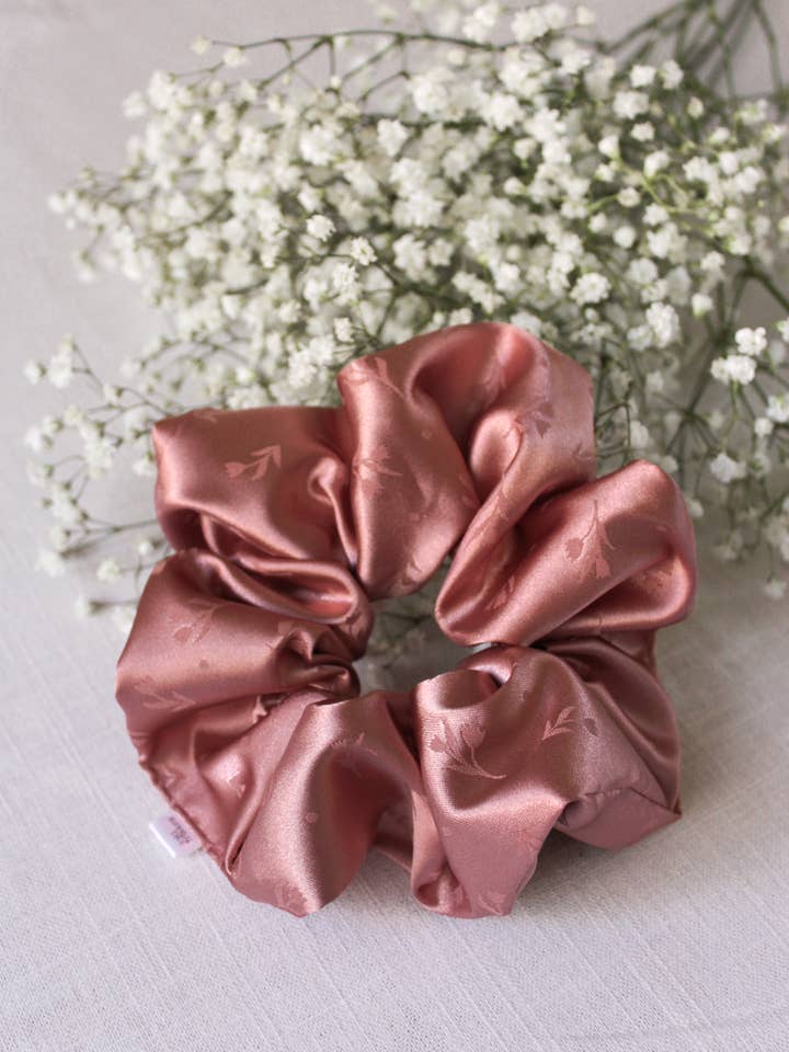 Dusty Rose Silky Satin Jumbo Fashion Scrunchies for wholesale by JoJo Makes