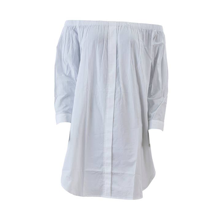 Shoulder-free, airy, slightly cut tunic for wholesale by NF Nitzsche Fashion