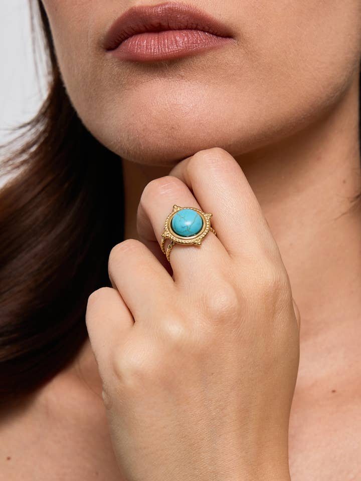 Anel de pedra colorida em aço inoxidável 424RX99 por atacado de BYREN | ÉLINE L'ATELIER