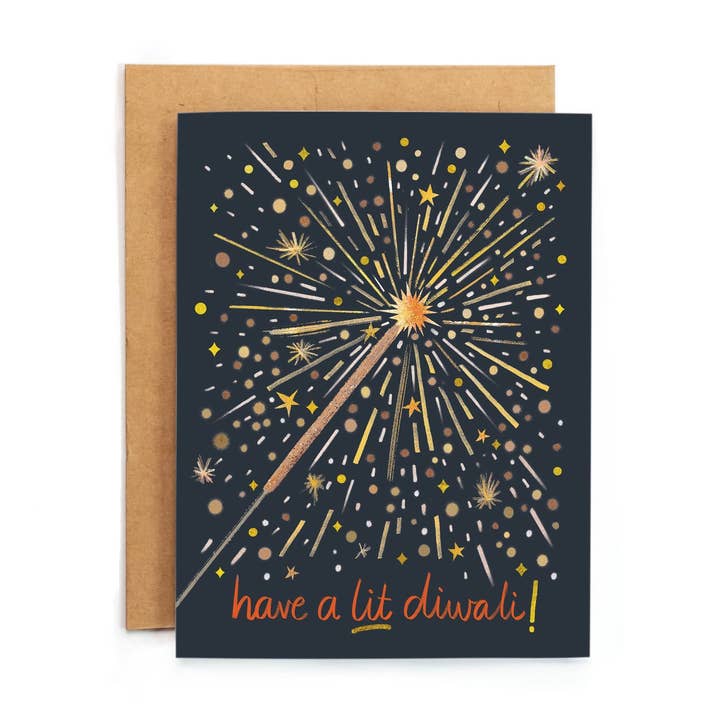 Wild Croft Studio - Wholesale Diwali Card - Diwali Fireworks Greeting Card0