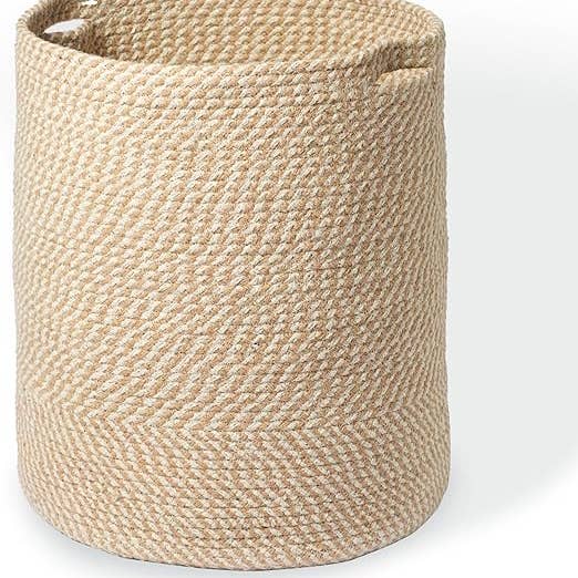 Korb aus Baumwollseil, Braun-Weiß meliert, 15x15x17,7 für den Großhandel von India Wholesale Co