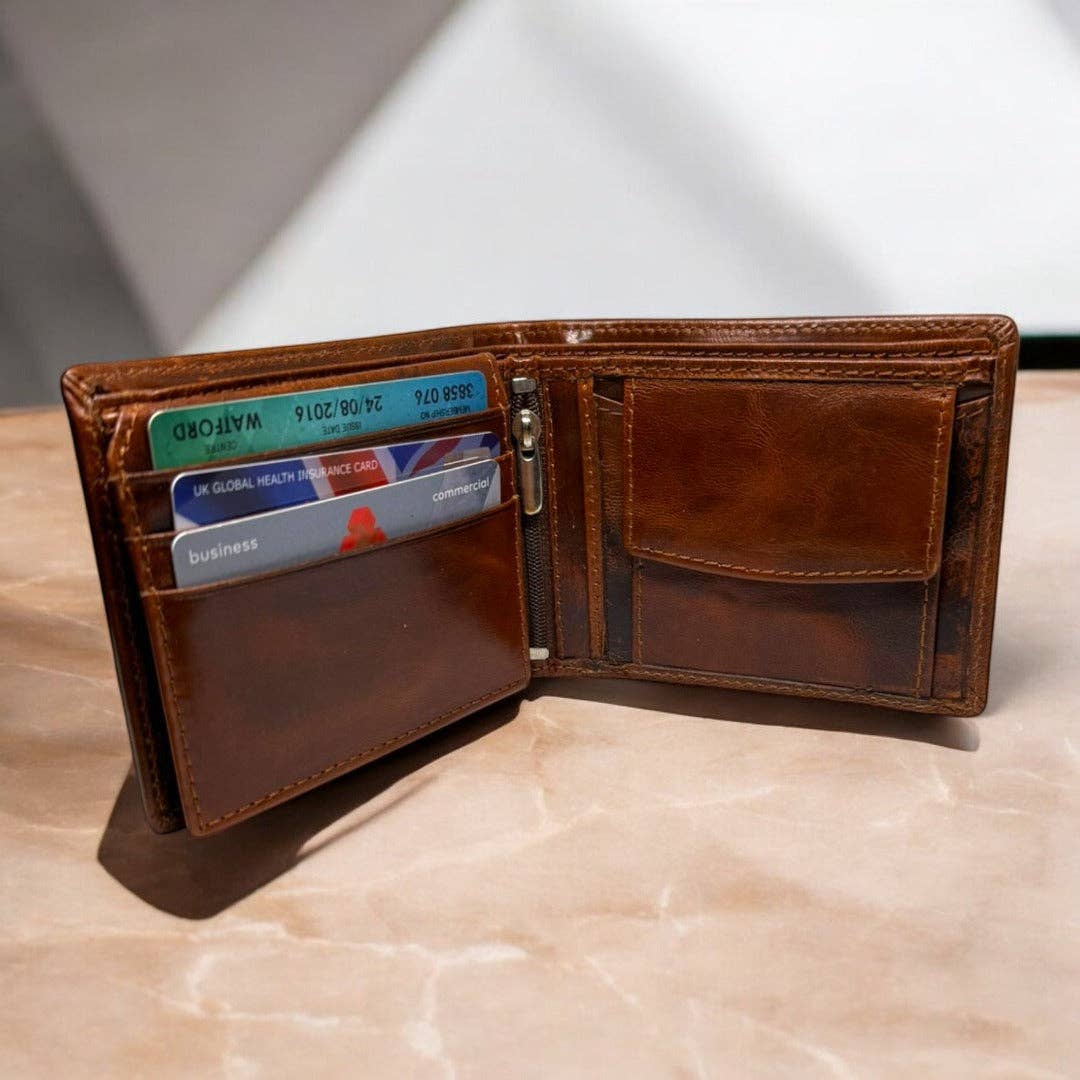 SPORTGIFTZ – wholesale Wallet – Unisex – SPORTGIFTZ - Buffalo Leather Rugby Wallet | RFID Protection | 7 Card Slots | Coin Pouch & ID Holder | Rugby Fan Accessory | Multicoloured, 10cm x 8cm, Leather7