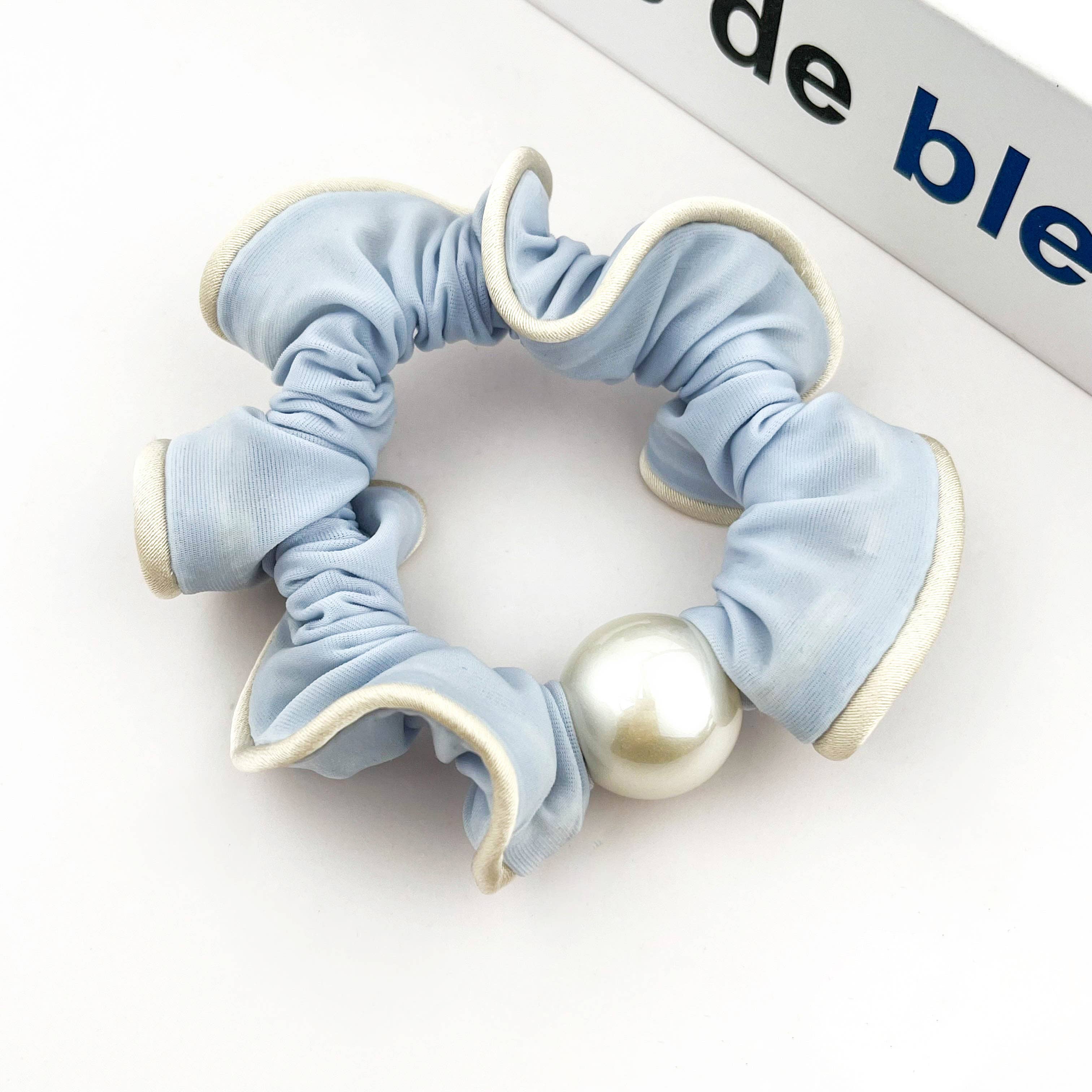 TheDivaSoap - Wholesale Hair Tie - Sweet Pearl Sky Blue Hair Tie, Elegant Ponytail Holder0