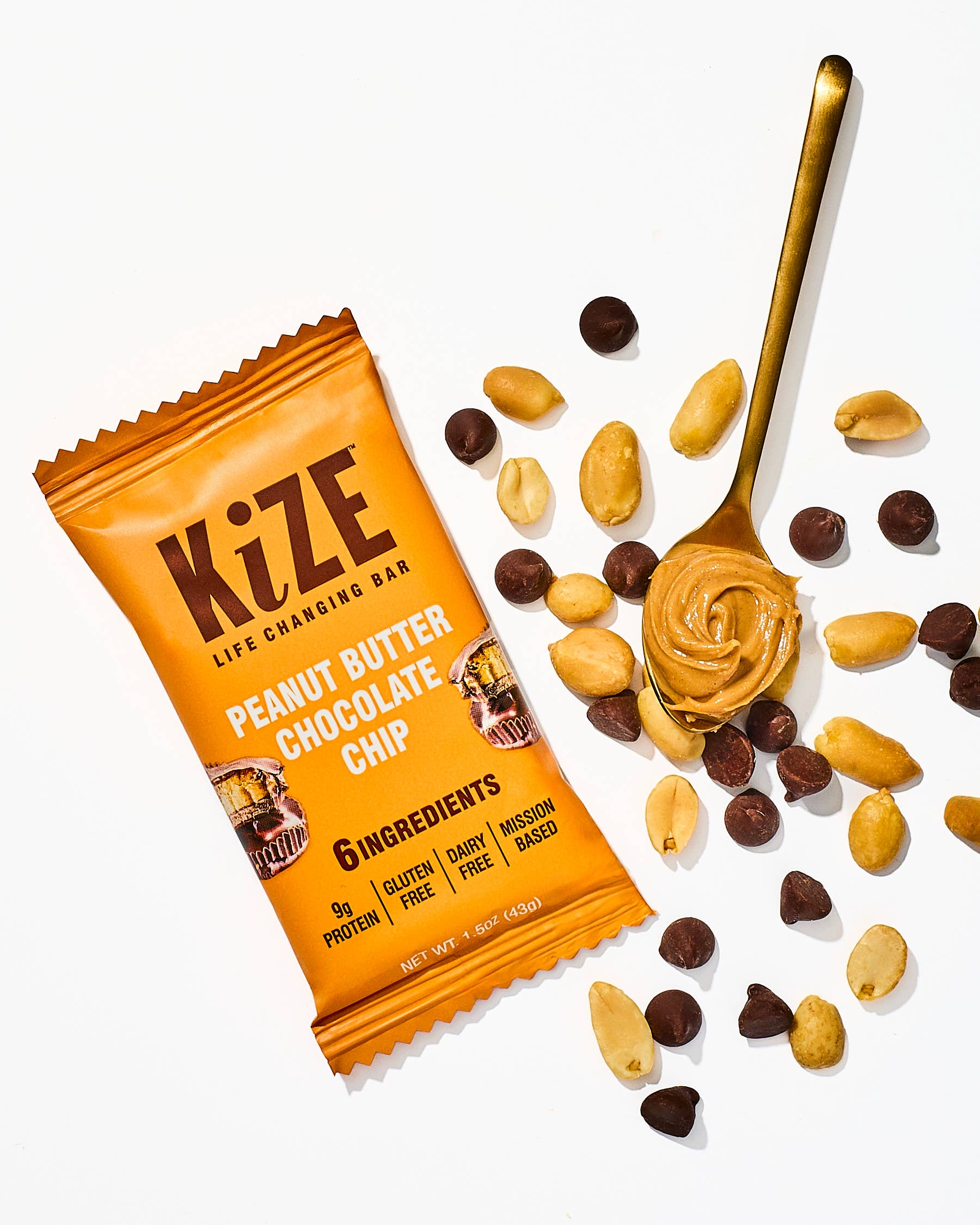 KiZE Life Changing Bars - Wholesale Snack Bar - Peanut Butter Chocolate Chip, Protein Snack Bar, 1.5oz, 10ct3