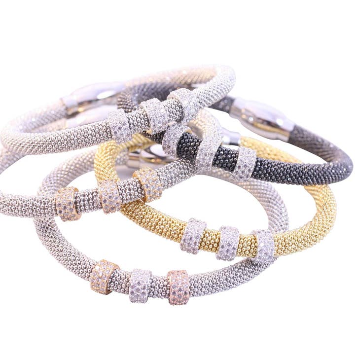 Bracciale Trendy con perline da 5 mm in rete 689B490 per la vendita all'ingrosso da parte di Zirconmania Wholesale Fashion Jewelry