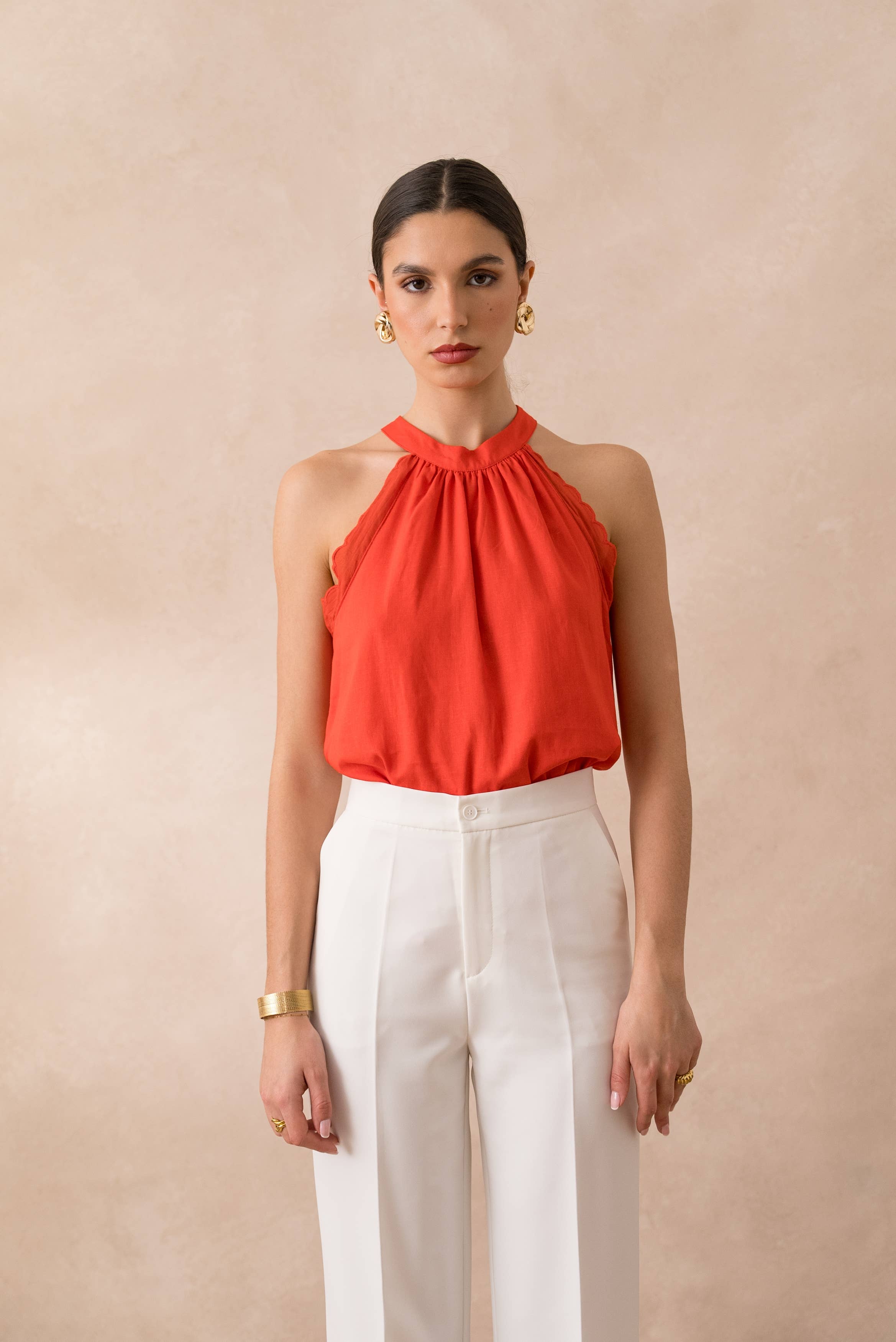 Attentif Paris - Wholesale Blouse - Women's - Top with bow neckline containing linen30