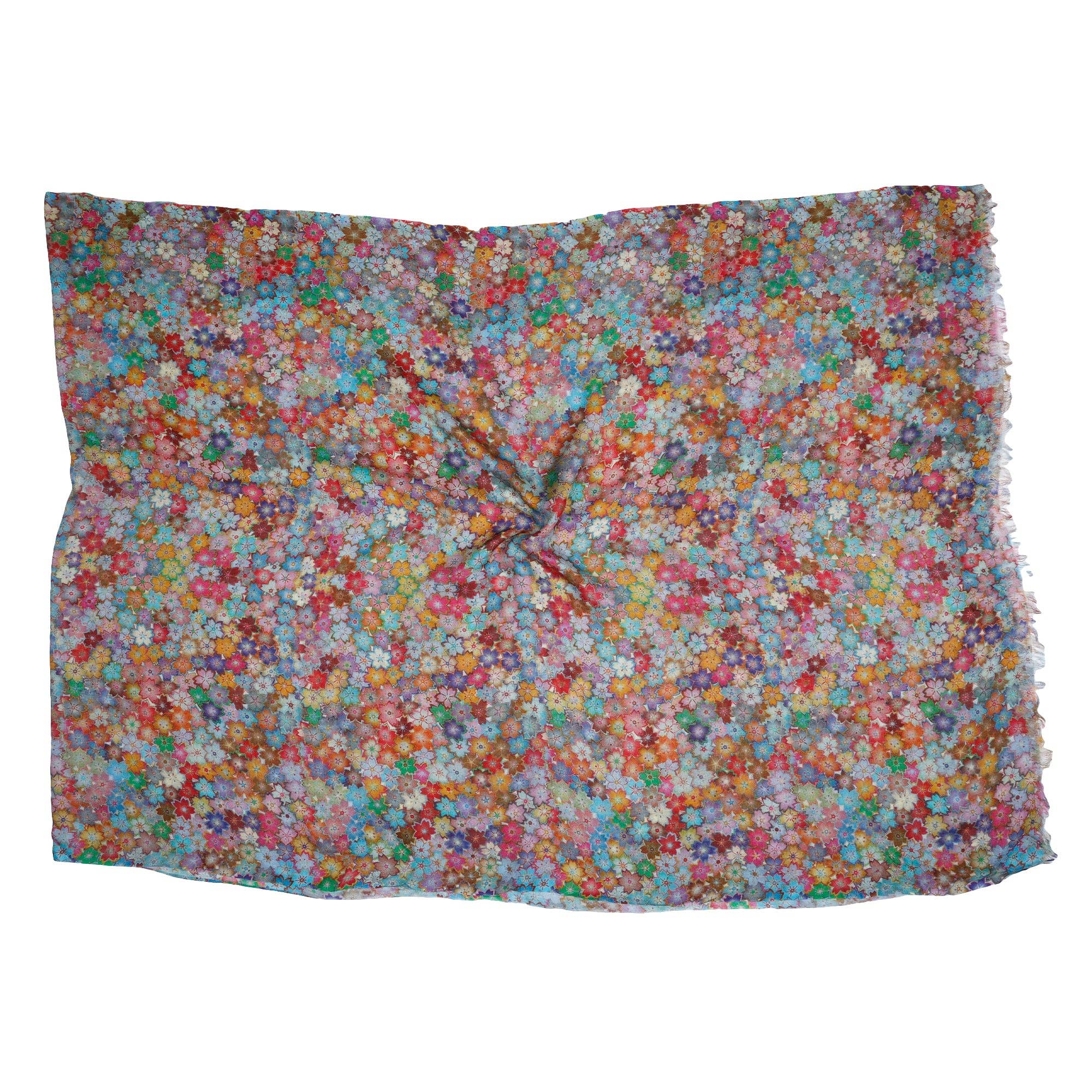 Namaskar Australia - Wholesale Scarf - Women's - Millefiori Blossom Multicolour Abstract Floral Merino Wool Silk Designer Scarf | Vibrant Artistic Wrap3