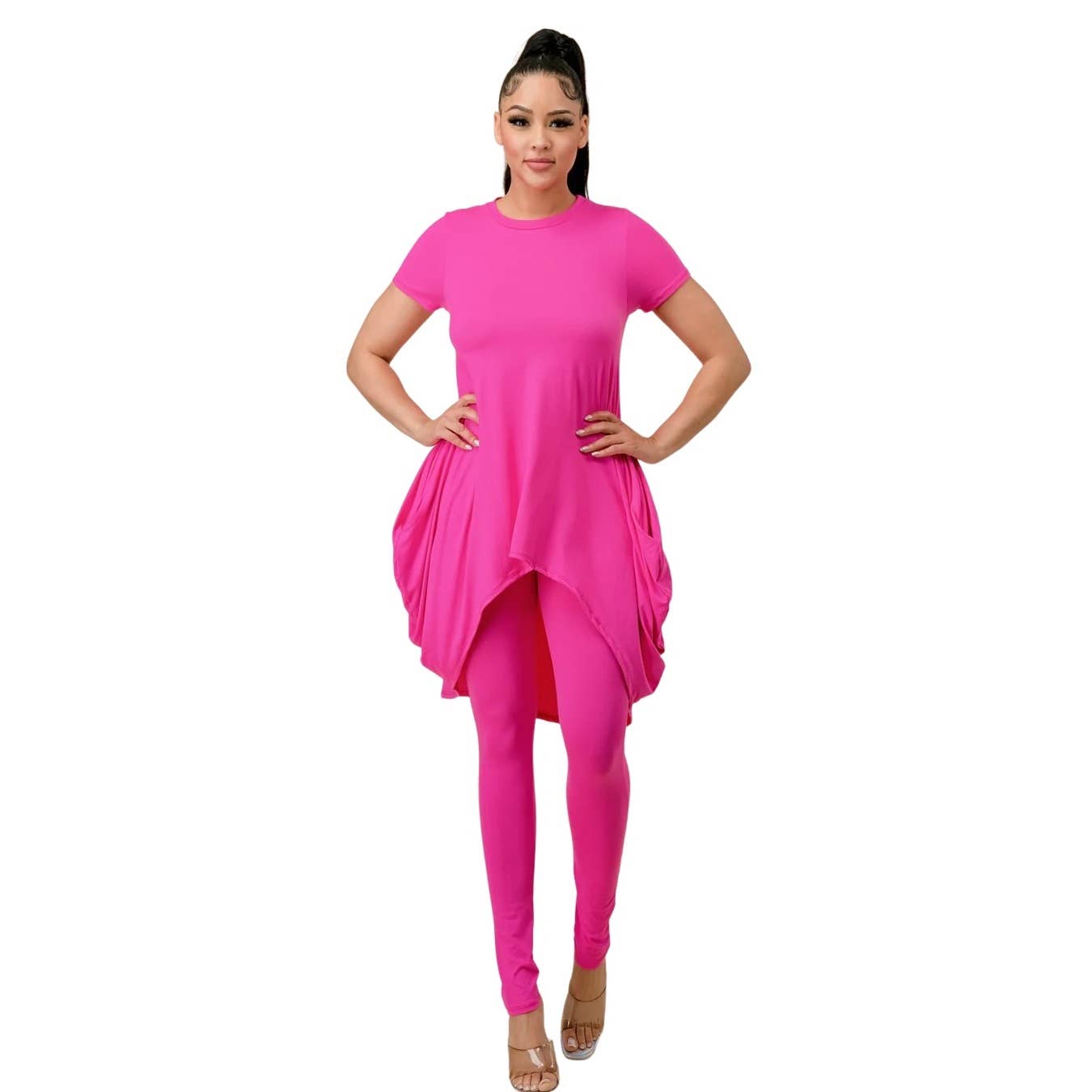 To Star - Wholesale Lounge Set - Women's - 2PC Oversized Tee and Long Leggings Set w Pockets 5