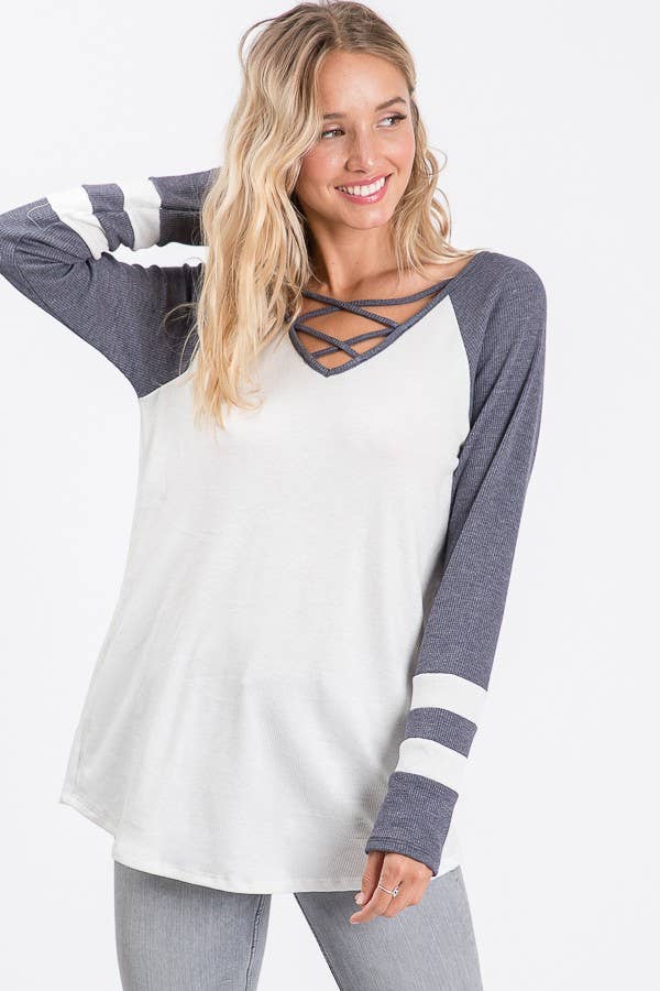 lovely melody - Venta al por mayor Camisa - Mujer - T8094 MANGA LARGA CON DETALLE DE RAYAS Y CUELLO22