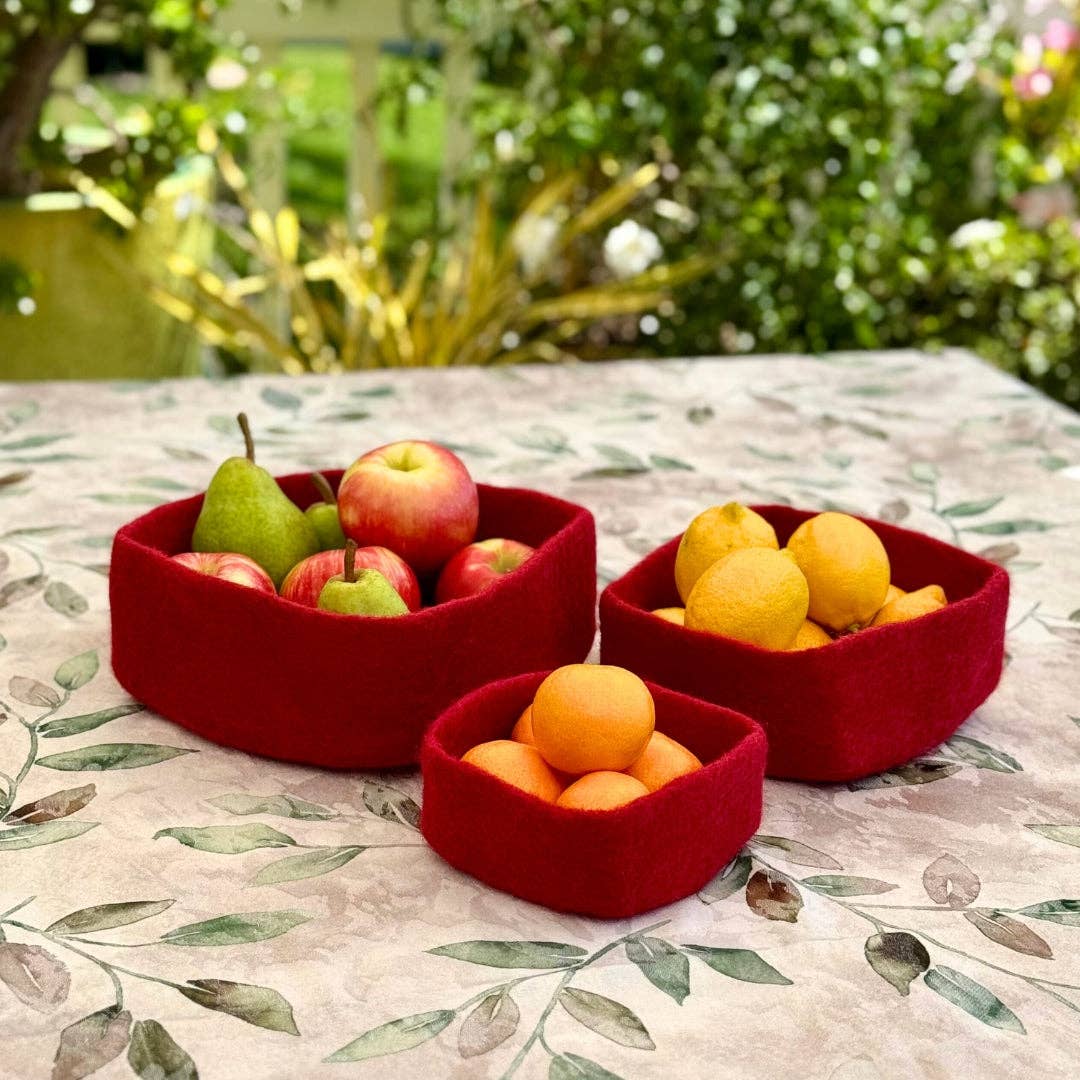 Humble Hilo - Venta al por mayor Bandejas/platos/boles decorativos - Humble Hilo Cuencos de Fieltro Hechos a Mano, Juego de 3 Cuadrados18