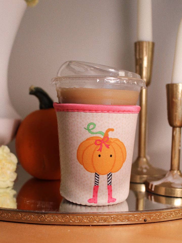Girly Pumpkin Coffee Sleeve for wholesale by All My Love Stationery