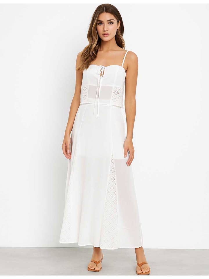 Ladies White Back Smocking Cami Top & Skirt Set SKST5KC1901 for wholesale on Faire17