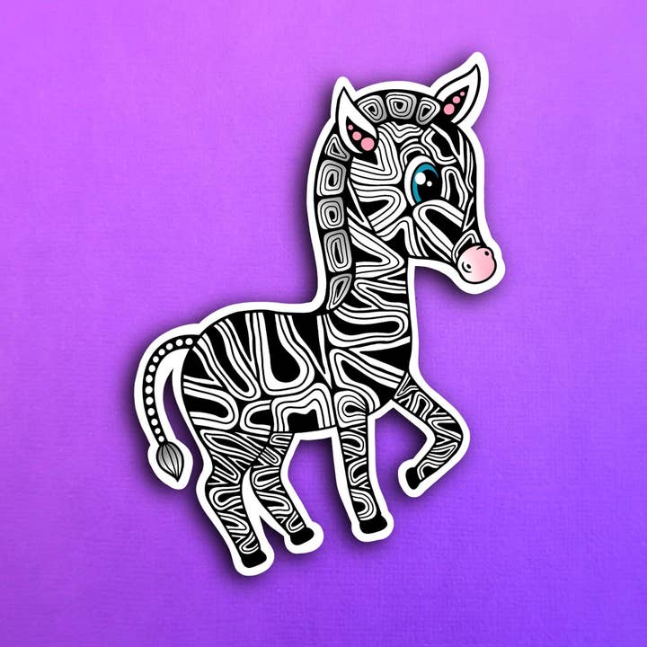 Zeni the Zebra Sticker (WATERPROOF) for wholesale by Zenspire Designs