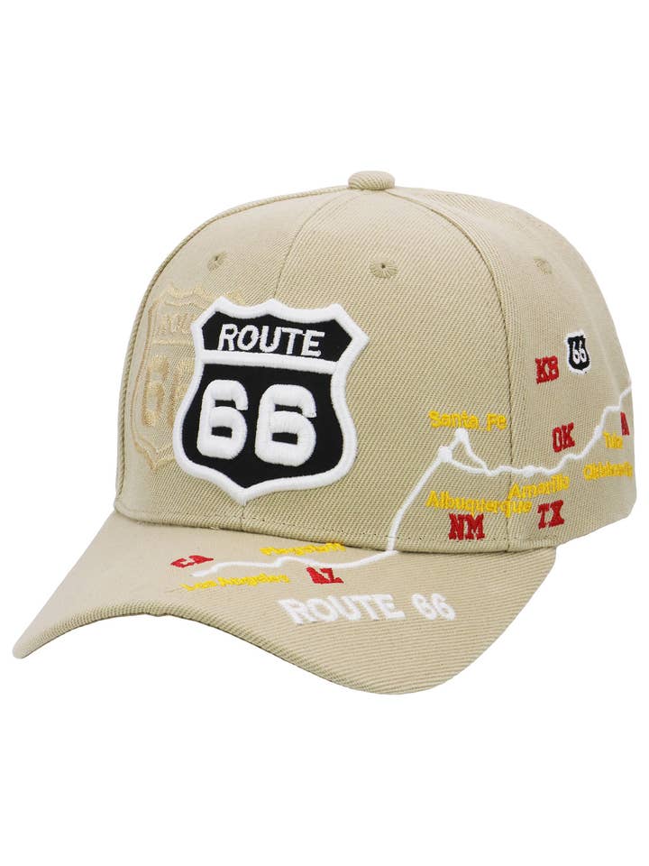 Route 66 Straßenkarte Polyester Baseballkappe für den Großhandel von Cap Zone
