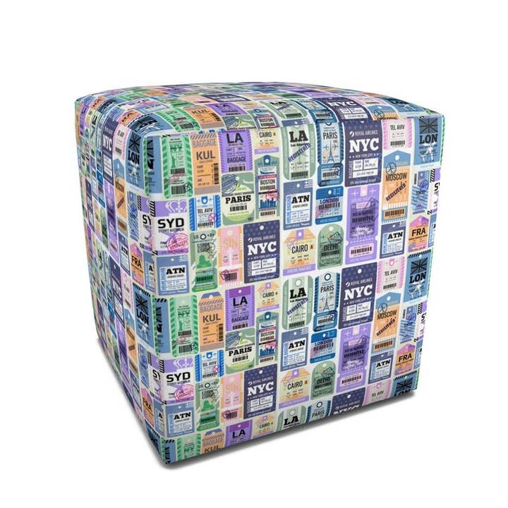 Pouf quadrato modello biglietto da viaggio per la vendita all'ingrosso da parte di Sorbey