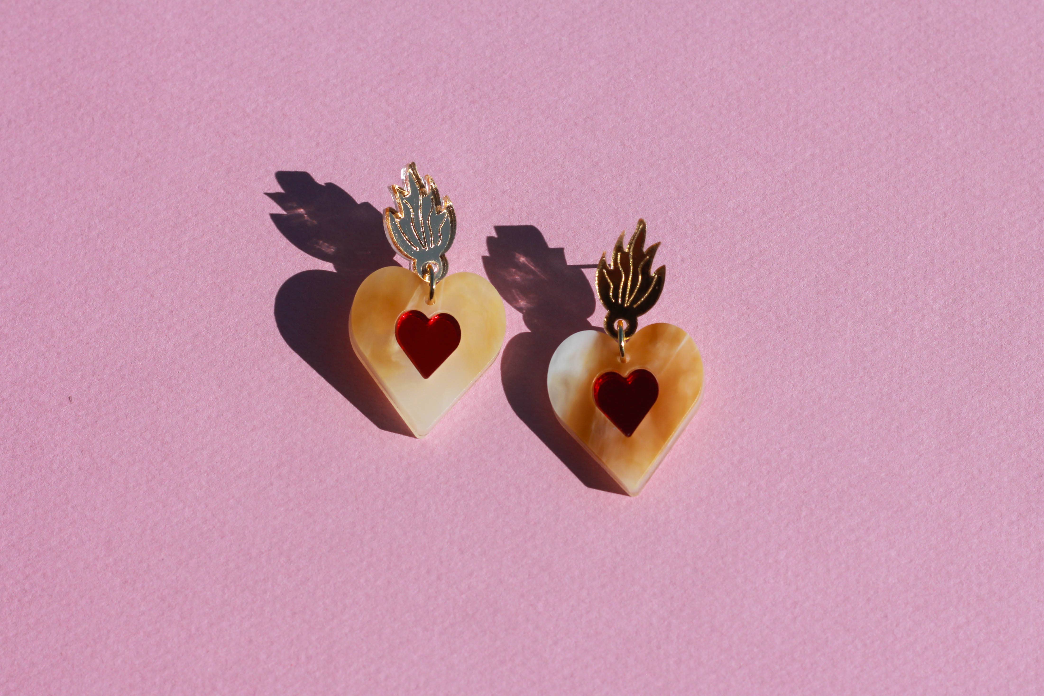 LUNA & SAYA - Wholesale Dangle Earrings - Mini Sacred Heart Dangles | Acrylic Statement Earrings6