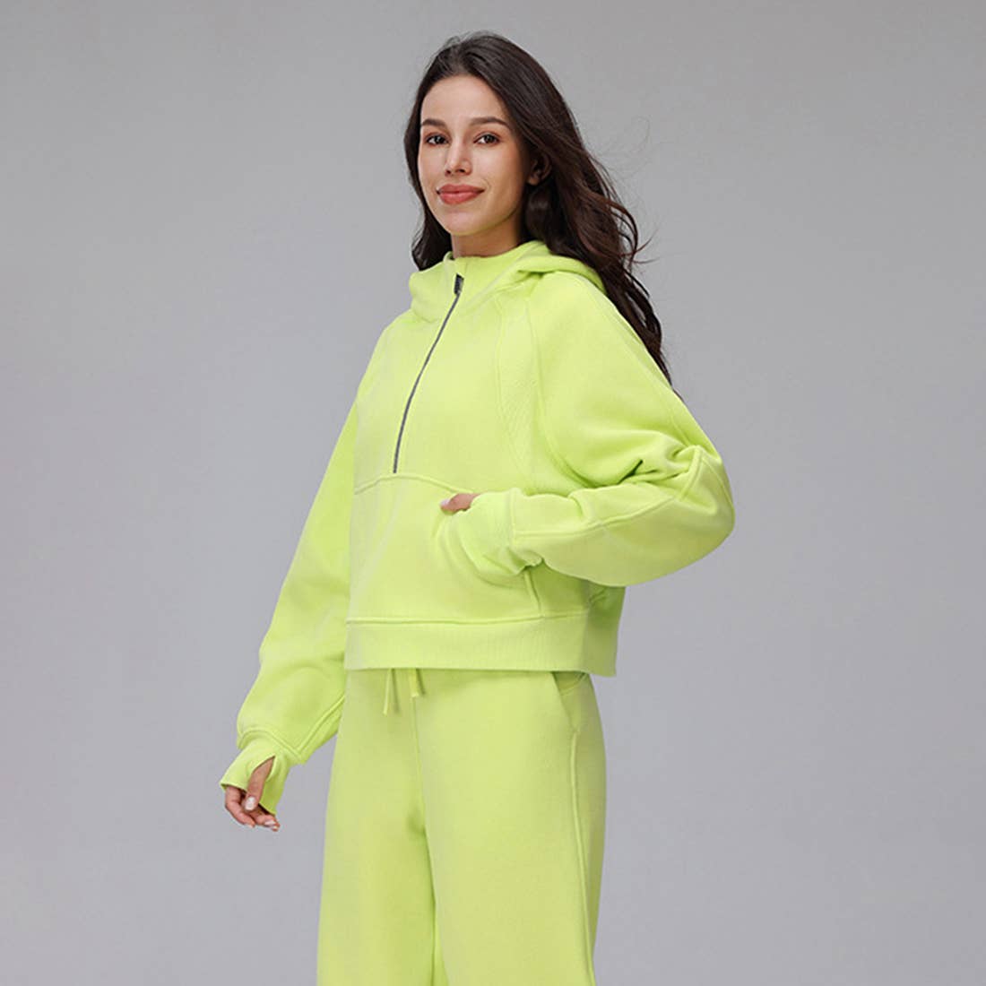 Sodalemon - Wholesale Hoodie - Women's - Women Cropped Fleece Hooded Hoodie7