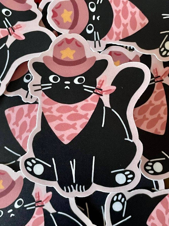 Paper Rat Illustrations - Wholesale Sticker - Yee to the Haw Cowboy Cat Matte Weatherproof Vinyl Sticker1