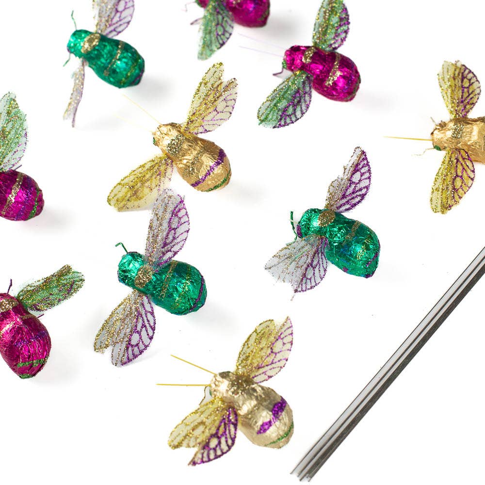 Factory Direct Craft - Vente Objets de décoration - Abeilles scintillantes de Mardi Gras (3 paquets - 36 au total)3