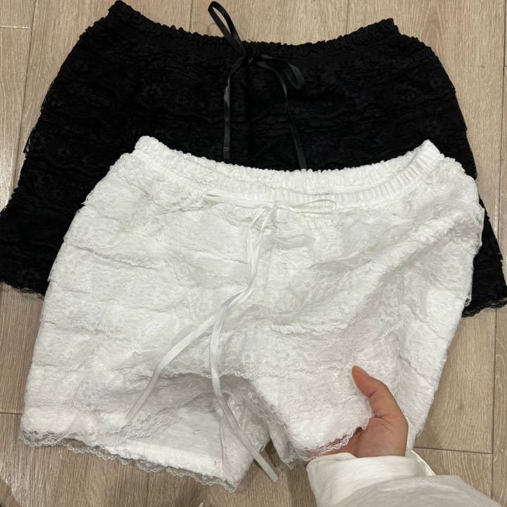 Rosa Clothing - Wholesale Shorts - Women's - Y2k Lace Bow Cake Puffy Shorts7