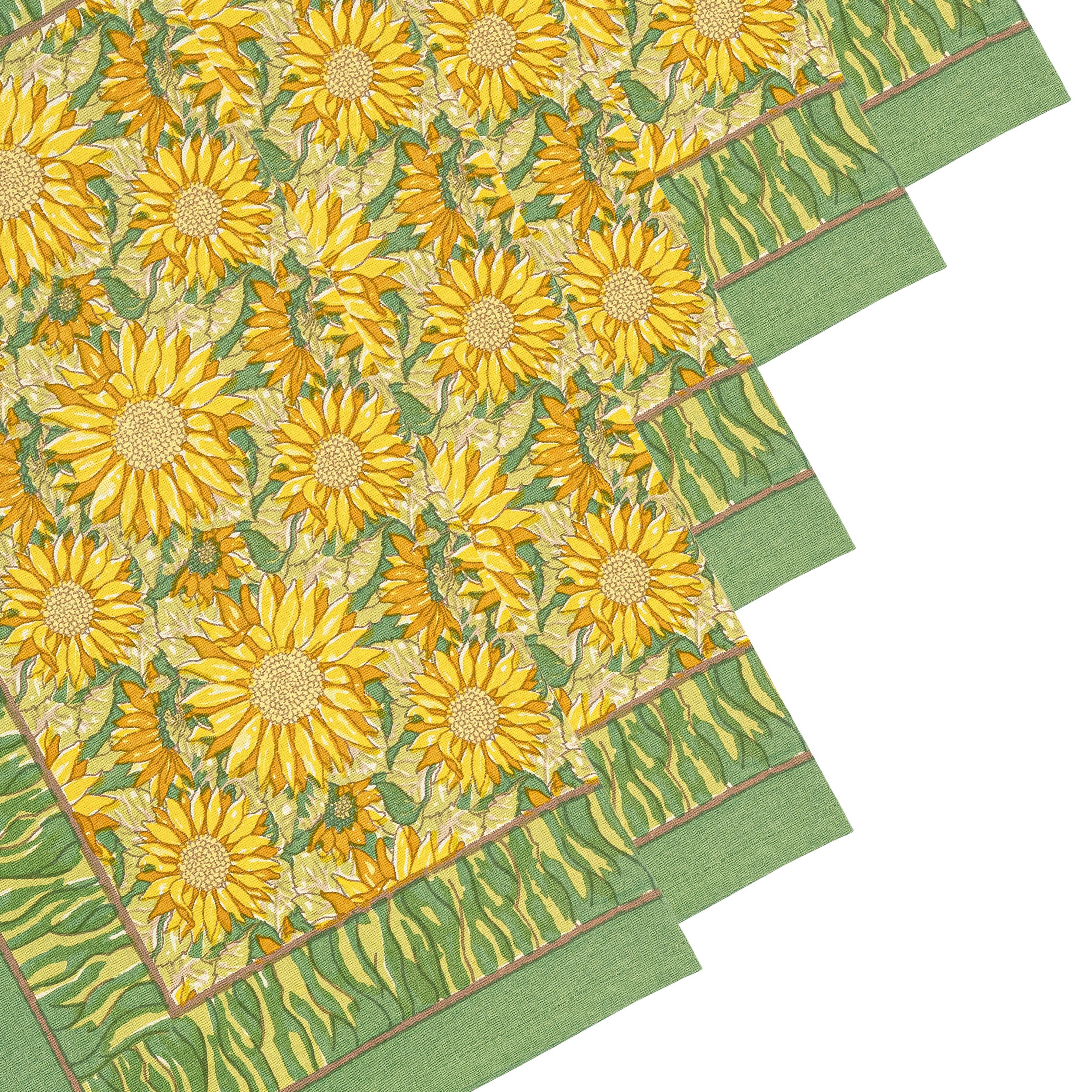 Couleur Nature – wholesale Dinner & cloth napkin – Sunflower Yellow/Green Napkins - Set of 62