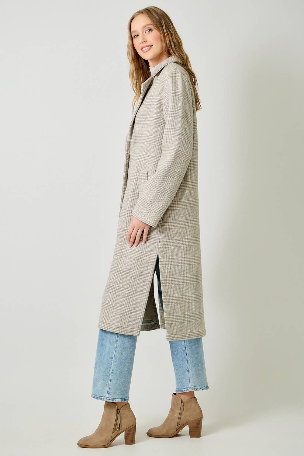 Mystree – Großhandel Mantel - Damen – Hahnentritt-Karomuster-Langmantel 6115910