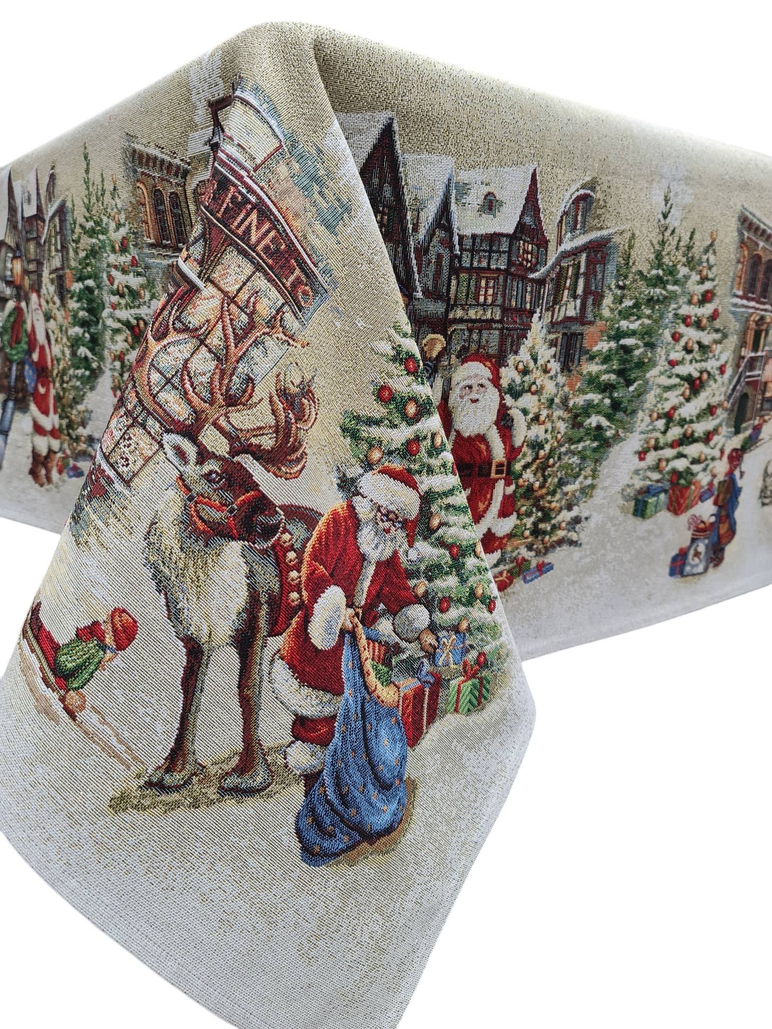 Lunaria Lab - Wholesale Tablecloth - Christmas Tablecloth Chalet in Gobelin Lurex1