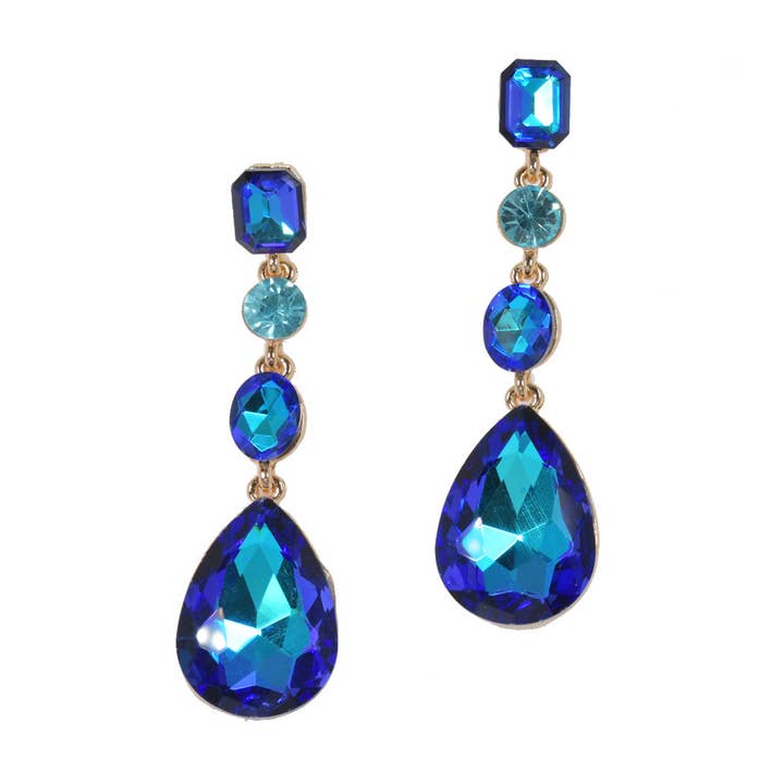 Multi shape rhinestone drop dangle earring for wholesale by SOPHIA WHOLESALE