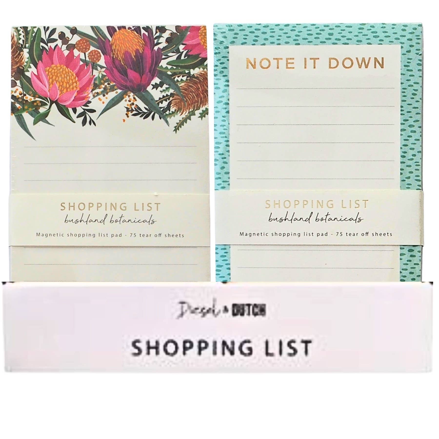 Diesel & Dutch - Vente Assortiments de papeterie/cartes - Liste de courses botanique Bushland - Designs assortis0