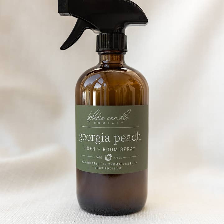 Georgia Peach Linen + Room Spray for wholesale by Blake Candle Company