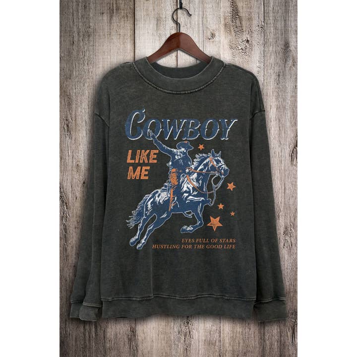 HRTandLUV - Wholesale Graphic Sweatshirt - Women's - COWBOY LIKE ME MINERAL GRAPHIC SWEATWHIRTS