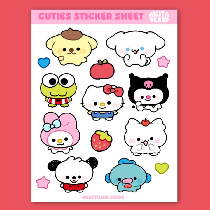 Cuties Sticker Sheet | Planner, Deco, for wholesale by Ghostiekid