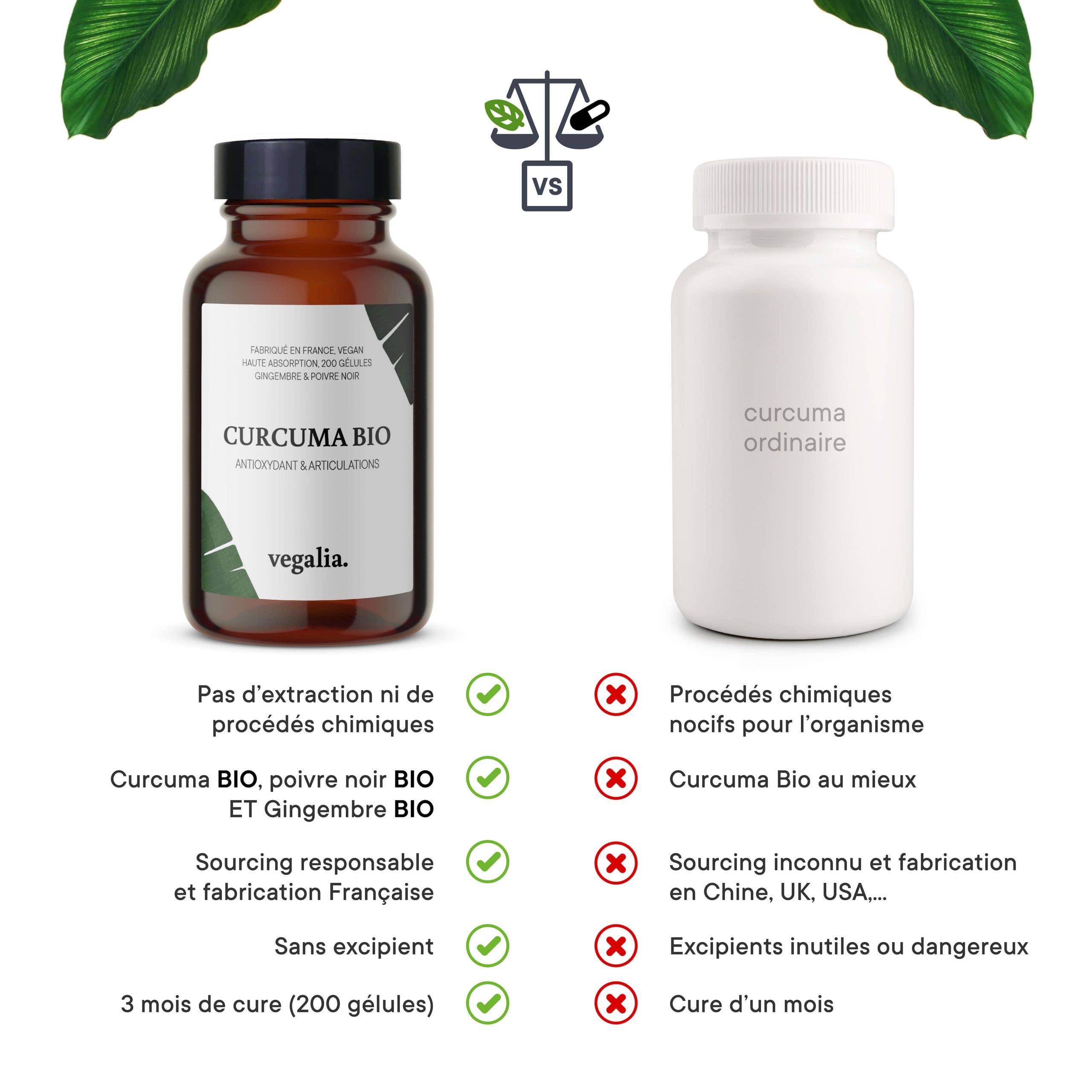 Vegalia - Vente Supplément oral/vitamine - Curcuma bio gingembre & poivre noir 200 gélules5