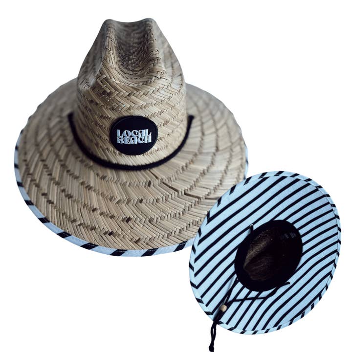 Local Beach - Wholesale Straw Hat - Unisex - Striped Adult Lifeguard Hat