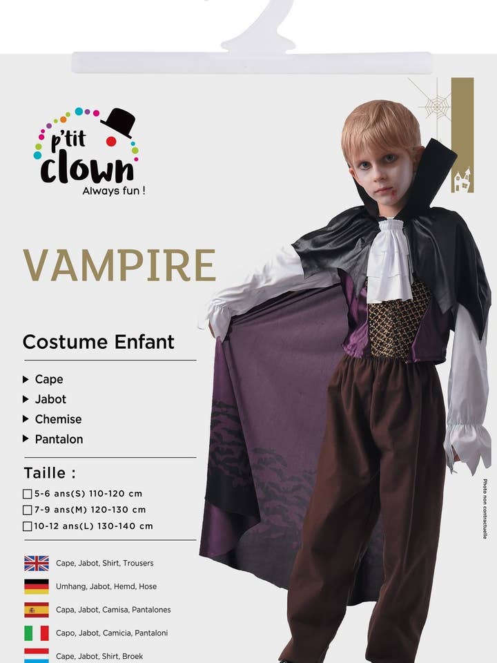 Costume Vampire Chauve-Souris - Enfant - 10/12 Ans pour la vente par P'tit Clown
