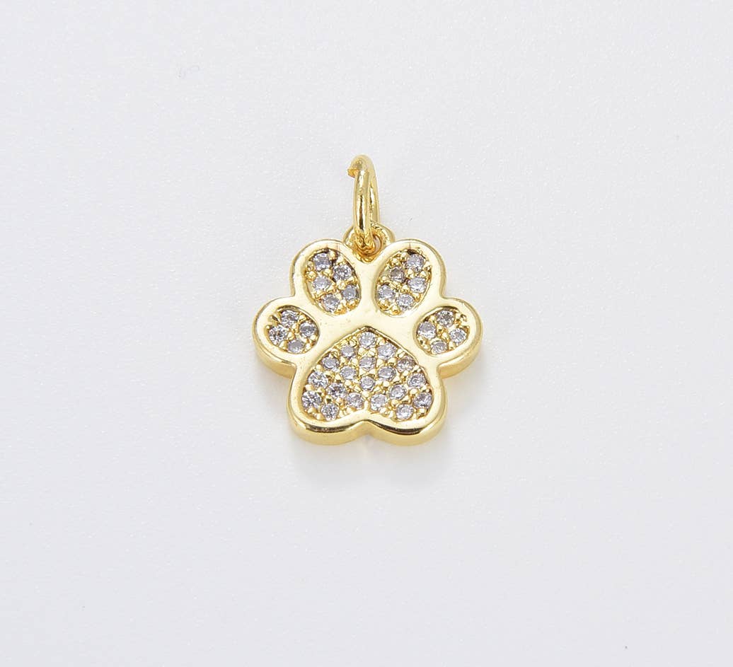 Beads Creation - Venta al por mayor Abalorios/colgantes individuales - Colgante con estampado de pata de perro y gato chapado en oro CP16614