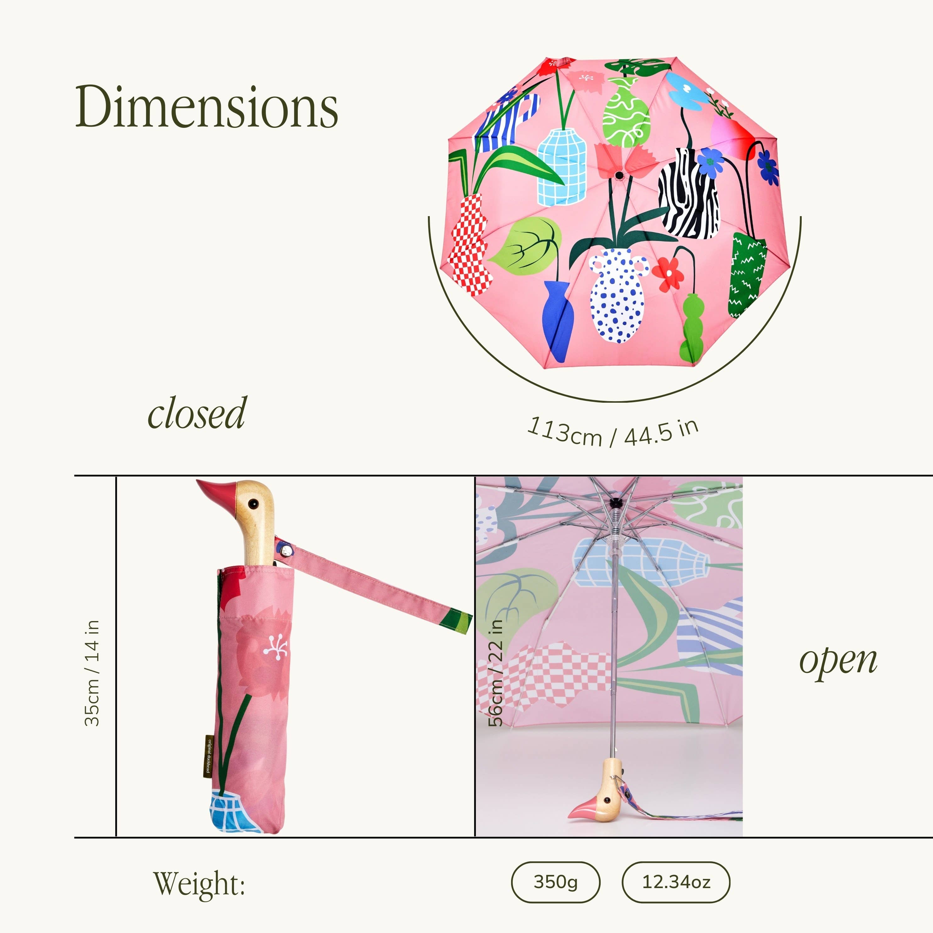 Original Duckhead EU - Wholesale Paraplu - Dames - Compacte milieuvriendelijke paraplu met vazenprint van Original Duckhead EU9