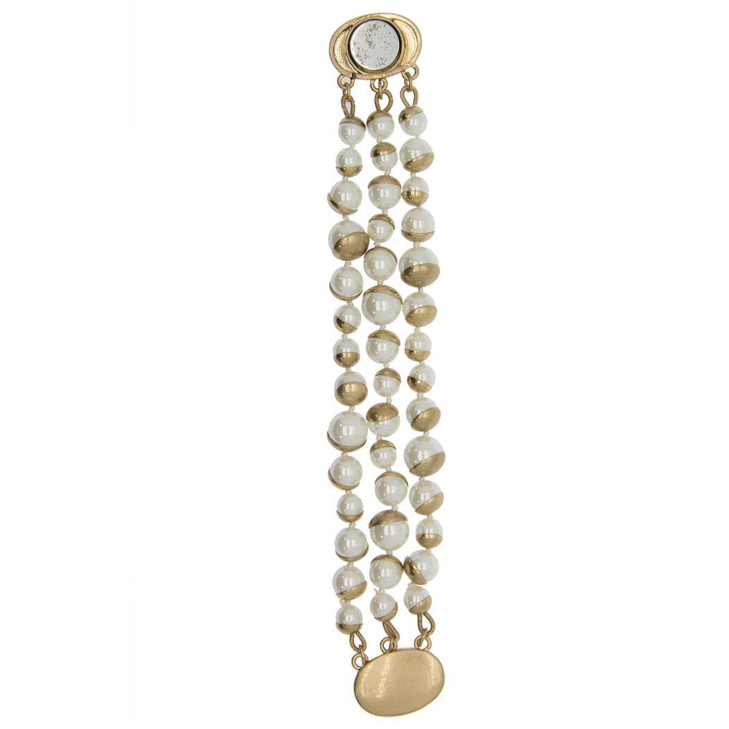 SAACHI – Großhandel Perlenarmband – Halbmond-Perlen-Statement-Armband Elfenbein3