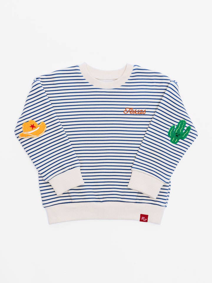 Texas Striped Patch Sweatshirt for wholesale by Alice & Wonder