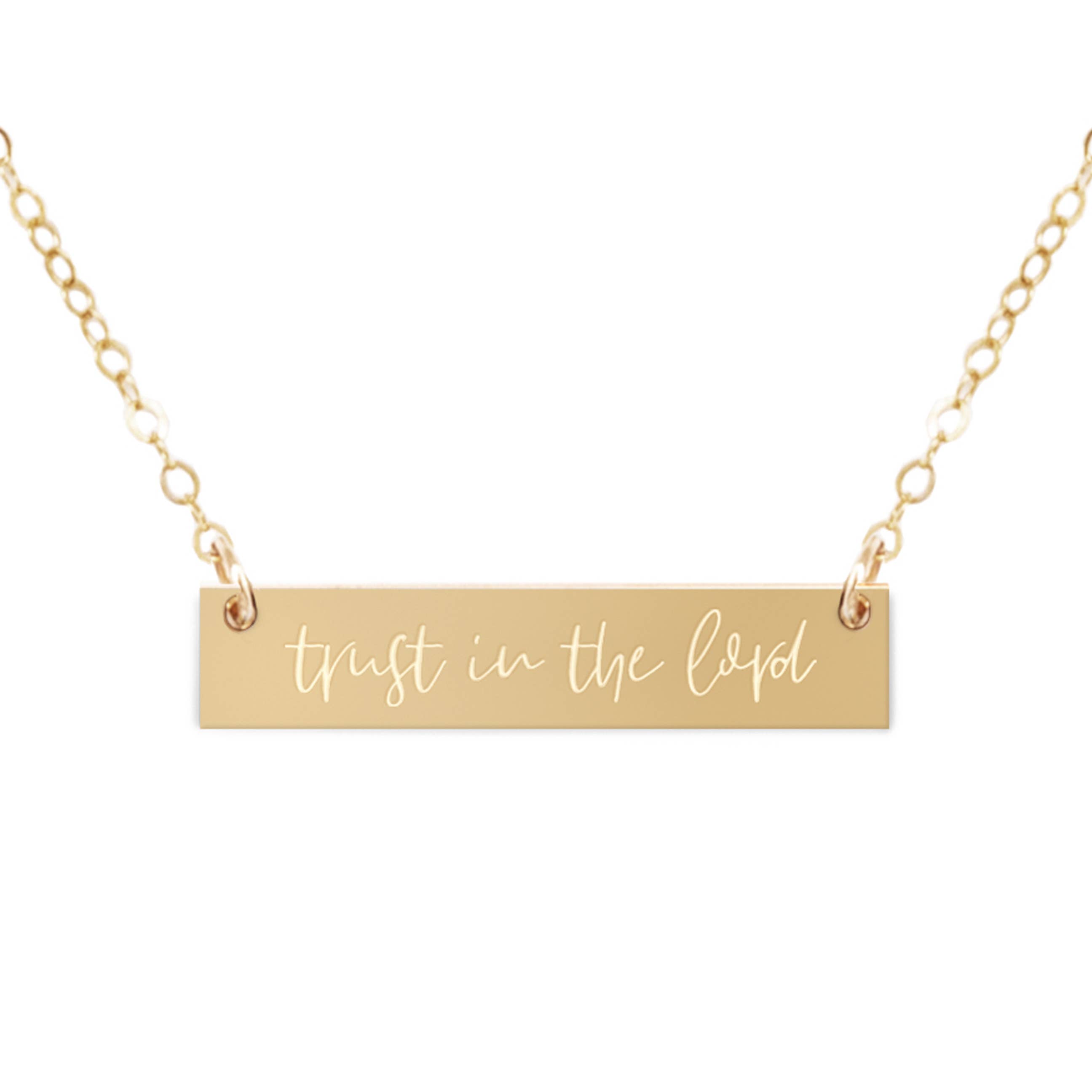 Zen and Zuri - Wholesale Pendant/Charm Necklace - Trust in the Lord Bible Gold Filled Bar Christian Necklace0