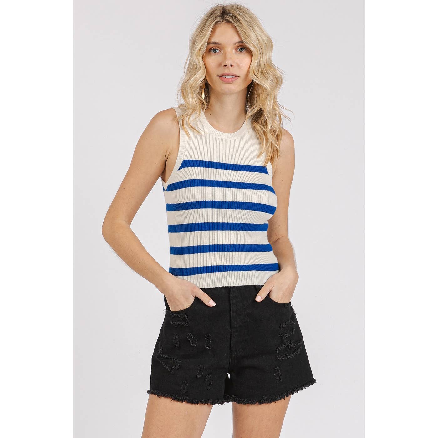 mittoshop – Engroshandel Pullover - Dame – STRIBET PRINT SWEATER STRIKKET TANK TOP9